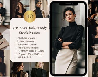 Tjej Boss Mörk Stämningsfull Estetik Stockfoton Instagram Reel Cover Digital Ansiktslös Marknadsföring Pinterest Stockfoton MRR PLR