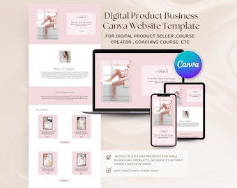 Editable Canva Website Template Canva Sales Page Digital Product Website Template Pink Canva Website Template Course Creator Funnel Design