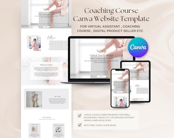 Canva Website Template Minimal Canva Website Coaching Course Sales Landing Page Template Canva Business Website Templates VA Course Creator
