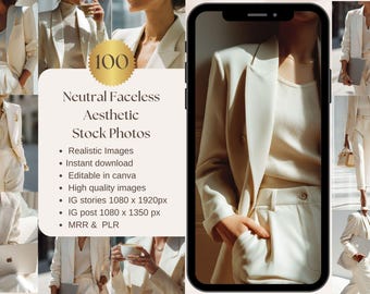 Neutral Aesthetic Faceless Stock Photos Girl Boss Instagram Reel Cover Minimalist Luxury Stock Social Media Images Digital Marketing MRR PLR
