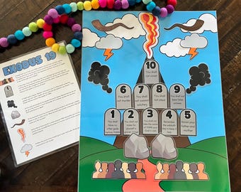 Pin Mount Sinai, Ten Commandments, Homeschool, Educational Memory Game, Preschool Christian Activity, Bible Torah Lessons, Passover, Pesach
