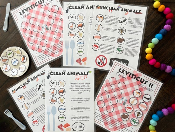 Clean and Unclean Food, Bible Activity, Preschool Printable, Leviticus, Homeschool Curriculum, Educational Activity, Kids Memory Game, Torah