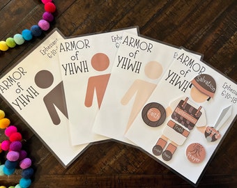 Armor of God, Ephesians Preschool Activity, Homeschool Curriculum, Kids Printable Bible Study, YHWH, Educational Matching Game, Bible Verse