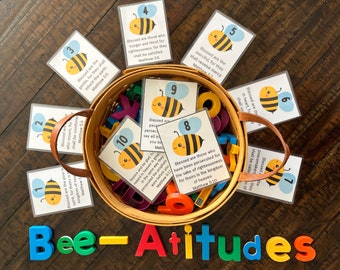 Beatitudes Bible Game, Sunday School Scavenger Hunt, Preschool Printable, Homeschool Curriculum, Sermon on the Mount, Toddler Activity