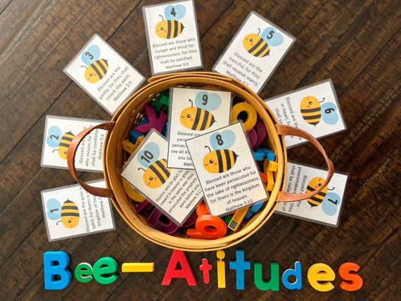 Beatitudes Bible Game, Sunday School Scavenger Hunt, Preschool Printable, Homeschool Curriculum, Sermon on the Mount, Toddler Activity