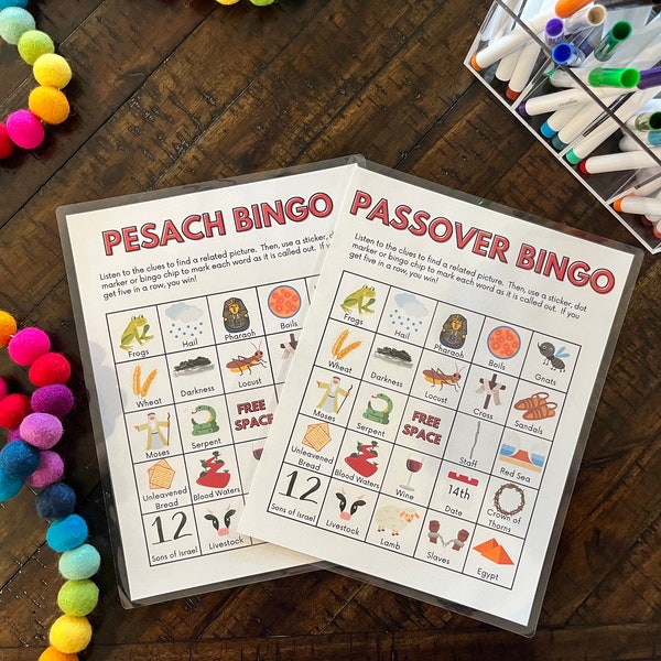 Passover Bingo, Bible games, Pesach Educational Activity, Kids Printable, Preschool Exodus Learning, Homeschool Curriculum, Torah, Feast Day