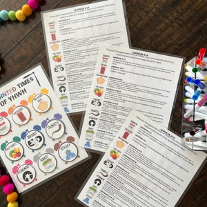 May include: A colorful chart with the text "Appointed Times of YHWH" and a visual representation of the Jewish holidays. The chart includes images of a Sabbath day, Passover, First Fruits, Shavuot, Trumpets, Atonement, Sukkot, and the 8th Day.