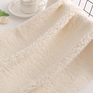 Off-White Sherpa Fabric, Sherpa Fleece, Warm Lamb Wool Fabric, Lamb Faux Fur, Winter Fabric, Blanket Sherpa, By The Half Yard