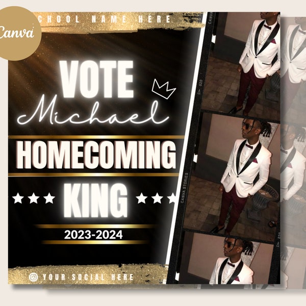 Vote Homecoming King I Homecoming King Flyer I Class Campaign Flyer I High School Homecoming I Homecoming Prince Vote I Social Media Flyer