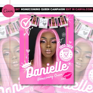 Homecoming Queen Flyer, DIY Vote for Me Election, Social Media Instagram flyer, Canva Template, homecoming queen 2023 flyer