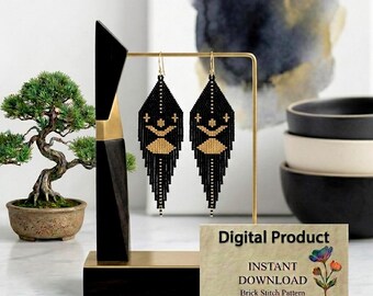 Angel Brick Stitch Earring Pattern, Boho Fringe Beading DIY (Digital Download)