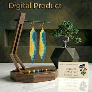 Patrón de pendientes con cuentas degradadas, flecos estilo boho, puntada de ladrillo (descarga digital)