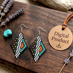 Boucles d'oreilles en perles de rocaille, motif losange bohème Brick Stitch (téléchargement numérique)