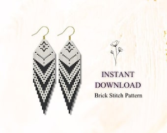 Brick Stitch Pattern, Seed Bead Earrings Pattern, Fringe Earrings, Beading Brickstitch pattern, Jewelry Making, Do It Yourself, PDF Download