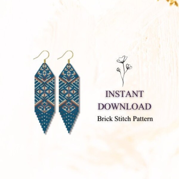 Brick Stich Muster, Perlen Ohrhänger Muster, Ohrringe, Ohrringe,Brick Stich Muster, Schmuckherstellung, Do It Yourself, PDF Download