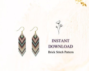 Brick Stitch Pattern, Seed Bead Earrings Pattern, Fringe Earrings, Beading Brickstitch pattern, Jewelry Making, Do It Yourself, PDF Download