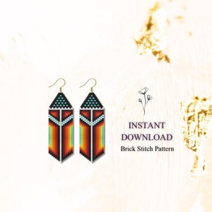 Brick Stitch Pattern, Seed Bead Earrings Pattern, Fringe Earrings Native Inspired, Beading Brickstitch pattern, Jewelry Making, PDF Download