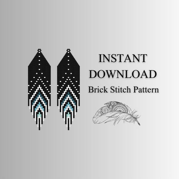 Brick Stitch Pattern, Seed Bead Earring Pattern, Bead Fringe Earrings, Beading Brickstitch pattern, Do It Yourself, Instant Digital Download