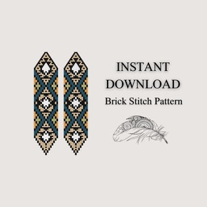 Brick Stitch Pattern, Ethnic Seed Bead Earring Pattern, Fringe Beading, Unique Brickstitch pattern, Do It Yourself, Instant Digital Download