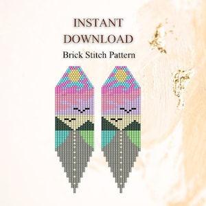 Brick Stitch Pattern Nature, Sunset Seed Bead Earring Pattern, Fringe Earring, Beading Brickstitch pattern, Do It Yourself, Digital Download