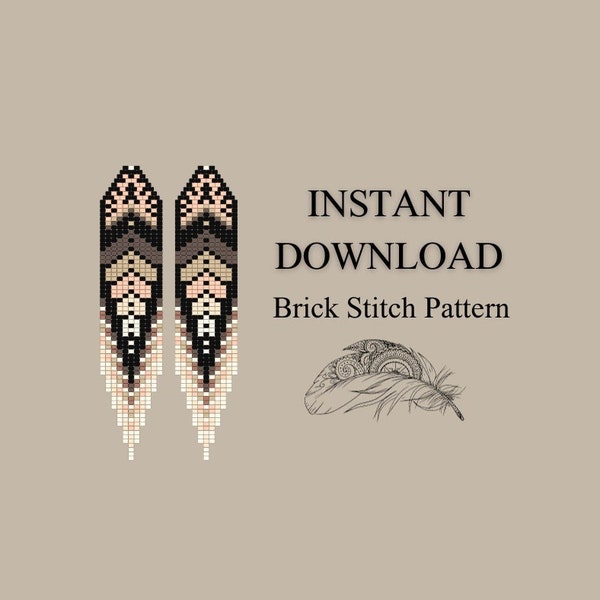 Brick Stitch patroon, Ombre Seed Bead Earring patroon, Fringe Beading, uniek Brickstitch patroon, doe het zelf, instant digitale download