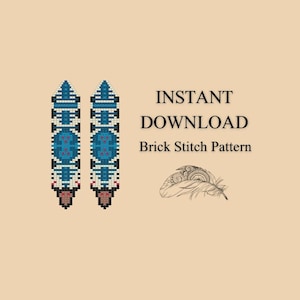 Brick Stitch Pattern, Ethnic Seed Bead Earring Pattern, Tribal Fringe Beading, Brickstitch pattern, Do It Yourself, Instant Digital Download