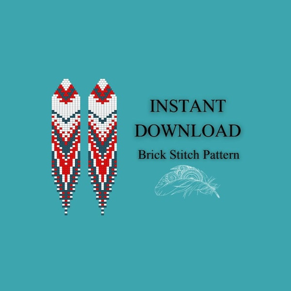 Brick Stitch Muster, Perlenohrring Muster, Perlenmuster Indigene, ethnische Brickstitch Fringe, do It Yourself, digitaler Download pdf