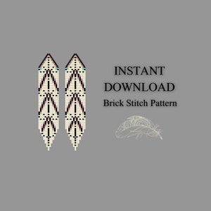Brick Stitch Pattern, Colorful Feather Seed Bead Earrings Pattern, Fringe Beading Brickstitch pattern, Do It Yourself, Digital Download pdf
