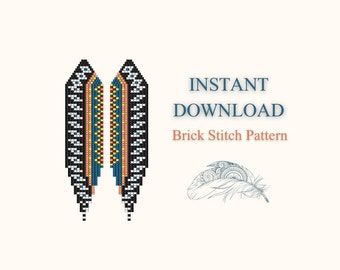 Brick Stich Muster, Perlen Ohrring Muster, Perlen Fransen Ohrringe, Perlen Brickstitch Muster, Do It Yourself, sofortiger digitaler Download