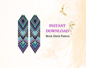 Brick Stich Muster, Perlen Ohrring Muster, Perlen Fransen Ohrringe, Perlen Brickstitch Muster, Do It Yourself, sofortiger digitaler Download