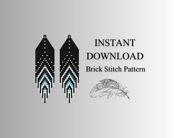 Brick Stich Muster, Perlen Ohrring Muster, Perlen Fransen Ohrringe, Perlen Brickstitch Muster, Do It Yourself, sofortiger digitaler Download