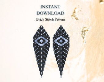Brick Stitch Pattern, Seed Bead Earring Pattern, Fringe Earrings, Beading Brickstitch pattern, Jewelry Making, Do It Yourself, PDF Download