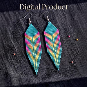 Bunte Perlen Fransen Ohrringe Muster, Boho Ohrhänger Brick Stich (PDF Download)