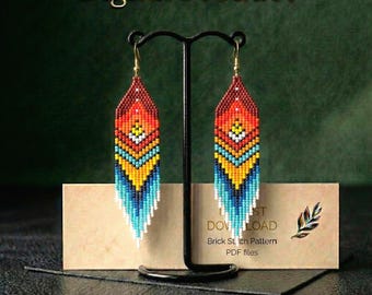 Native Inspired Brick Stitch Earring Pattern, Boho Seed Bead Dangle (Digital Download)