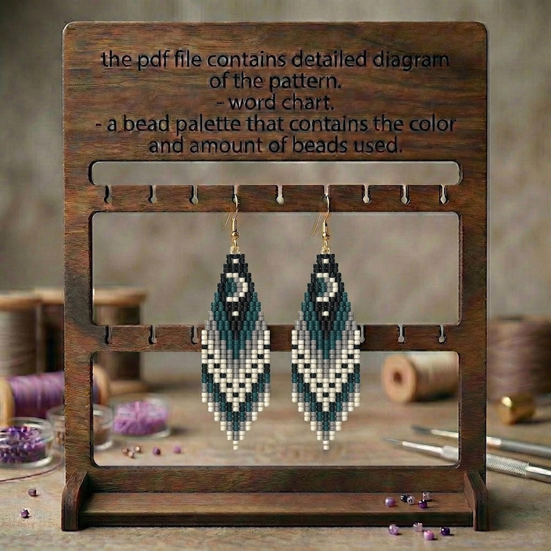 Brick Stitch Pattern, Seed Bead Earring Pattern, Fringe Earrings, Beading Brickstitch pattern, Jewelry Making, Do It Yourself, Brick stitch pattern, bead earring pattern, seed bead pattern, brick stitch earring, brickstitch pattern, fringe pattern, digital download, delica bead pattern, beading pattern, unique earrings, earrings template, moon earring pattern, beadwork tutorial