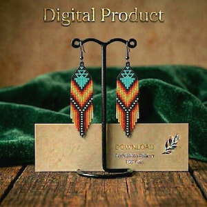 Native Inspired Seed Bead Earring Pattern, Brick Stitch Fringe, Boho Style (Digital Download)