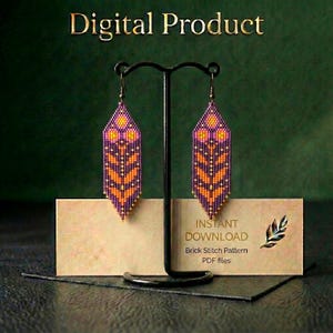 Blumenmuster Perlenohrringe, Boho Brick Stich (Digitaler Download pdf)