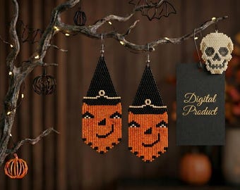 Halloween Jack O Lantern Brick Stich Ohrringe Muster (PDF Download)
