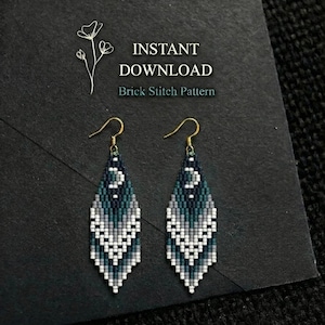 Brick Stitch Pattern, Seed Bead Earring Pattern, Fringe Earrings, Beading Brickstitch pattern, Jewelry Making, Do It Yourself, Brick stitch pattern, bead earring pattern, seed bead pattern, brick stitch earring, brickstitch pattern, fringe pattern, digital download, delica bead pattern, beading pattern, unique earrings, earrings template, moon earring pattern, beadwork tutorial
