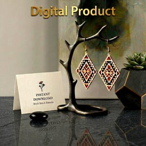 Rhombus Samen Perlen Ohrringe Muster, ethnischen Boho Brick Stich (Digitaler Download)