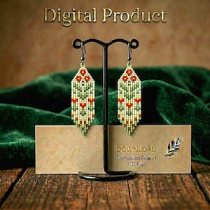 Folk Floral Seed Bead Earring Pattern, Boho Fringe (Digital Download)