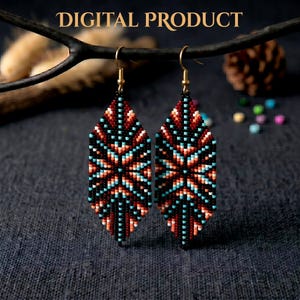 Motif de boucles d'oreilles Brick Stitch, perles bohèmes pendantes à franges DIY (téléchargement numérique)