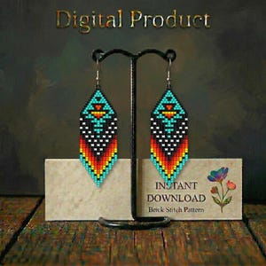 Native Inspired Seed Bead Fringe Earrings Brick Stitch Pattern (Digital Download)