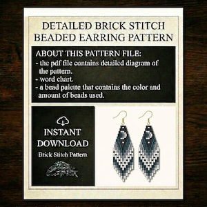 Brick Stitch Pattern, Seed Bead Earring Pattern, Fringe Earrings, Beading Brickstitch pattern, Jewelry Making, Do It Yourself, Brick stitch pattern, bead earring pattern, seed bead pattern, brick stitch earring, brickstitch pattern, fringe pattern, digital download, delica bead pattern, beading pattern, unique earrings, earrings template, moon earring pattern, beadwork tutorial