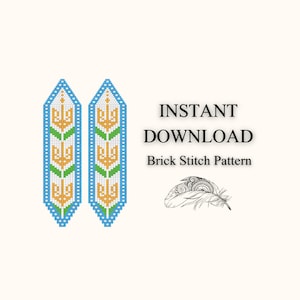 Brick Stitch Pattern, Seed Bead Earring Pattern, Beading pattern, Ukrainian Earring Brickstitch Fringe, Do It Yourself, Digital Download pdf