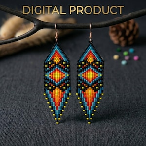 Native Inspired Brick Stitch Earring Pattern, Boho Fringe Beading (Digital Download)