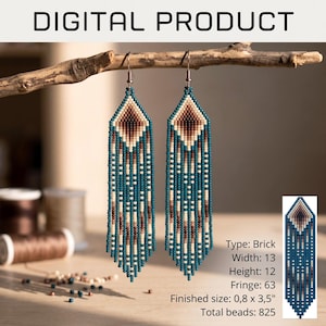 Ombre Seed Bead Earring Pattern, Boho Fringe Brick Stitch (Digital Download)
