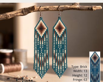 Ombre Seed Bead Earring Pattern, Boho Fringe Brick Stitch (Digital Download)
