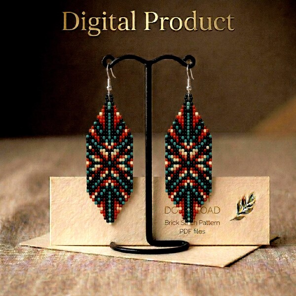 Brick Stitch Earring Pattern, Boho Dangle Fringe Beading DIY (Digital Download)