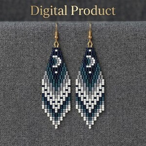 Brick Stitch Pattern, Seed Bead Earring Pattern, Fringe Earrings, Beading Brickstitch pattern, Jewelry Making, Do It Yourself, Brick stitch pattern, bead earring pattern, seed bead pattern, brick stitch earring, brickstitch pattern, fringe pattern, digital download, delica bead pattern, beading pattern, unique earrings, earrings template, moon earring pattern, beadwork tutorial